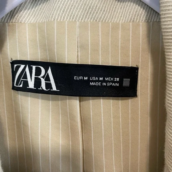 ZARA - Linen Blend Fitted Coat in Oatmeal - M - Spain - Picture 8 of 11